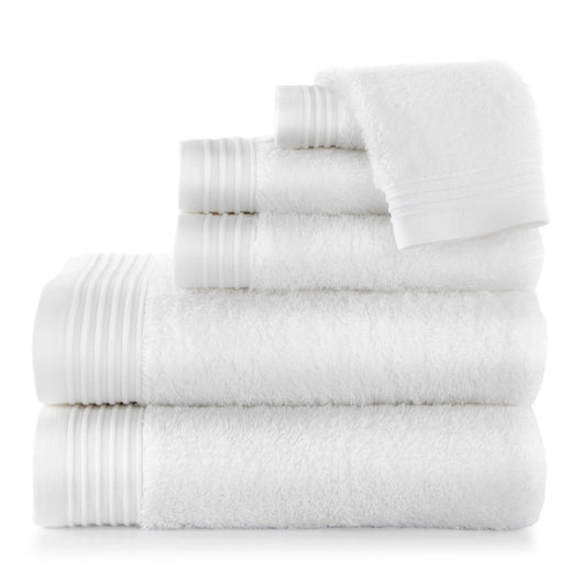 White Bamboo Bath Towel Stack