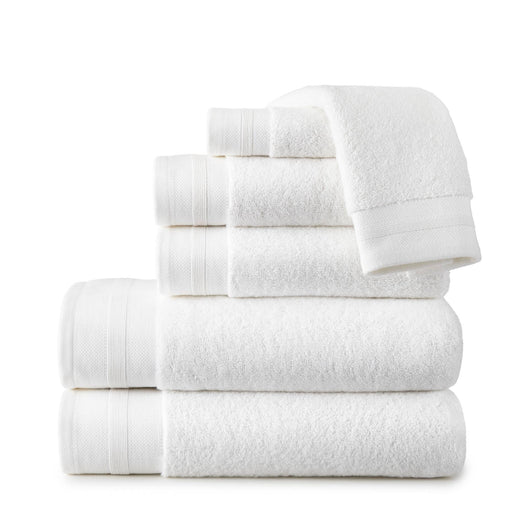 stack of folded white turkish cotton bath towels